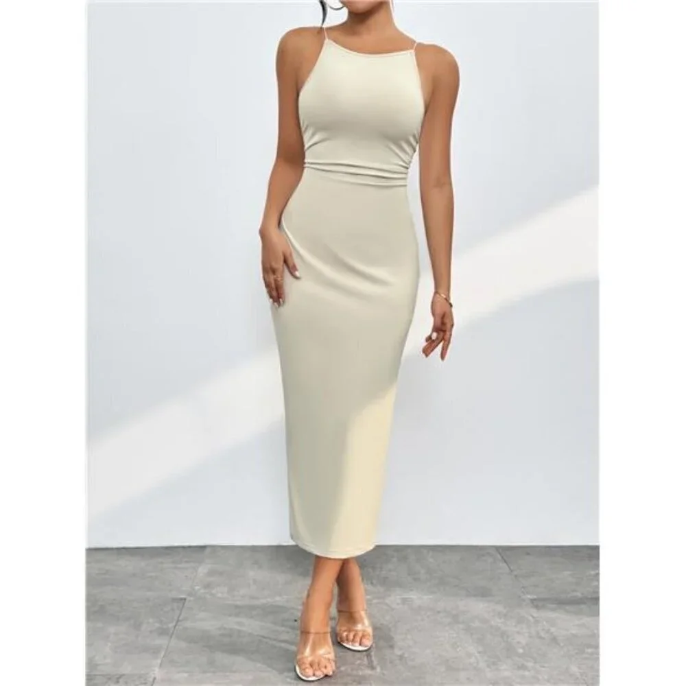 Spaghetti Straps Midi Bodycon Dress